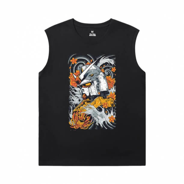 Gundam Men'S Sleeveless T Shirts For Gym Vintage Anime T-Shirts