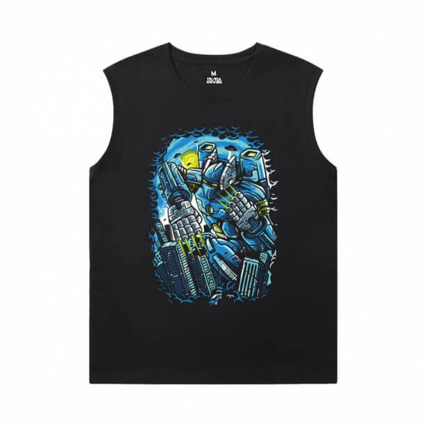 Vintage Anime camisetas Gundam sin mangas estampado camisetas hombres