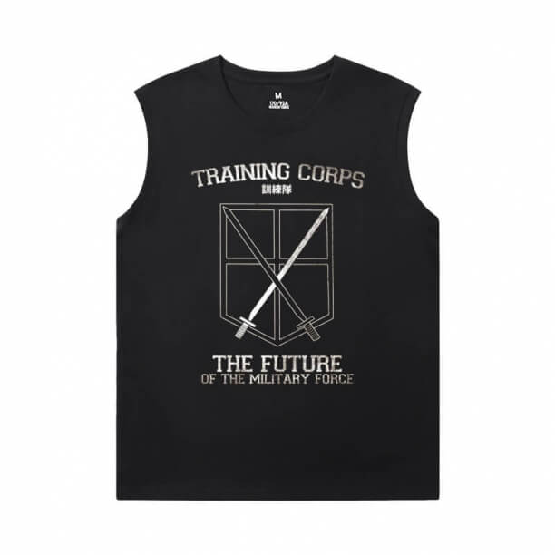 Attack on Titan Black Sleeveless Shirt Men Vintage Anime Tee Shirt