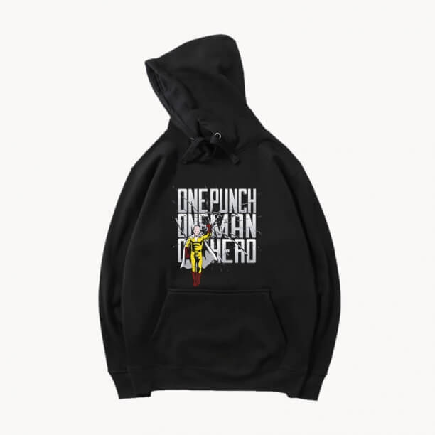 Anime japonês One Punch Man Moletom Preto Hoodie