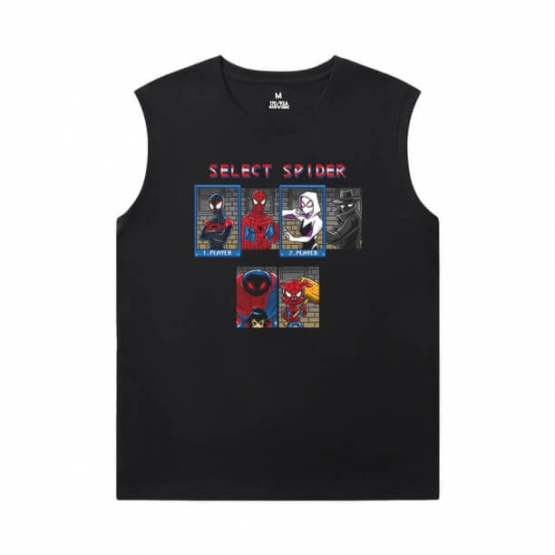 Spiderman T-Shirts Marvel The Avengers Men'S Sleeveless T Shirts Cotton