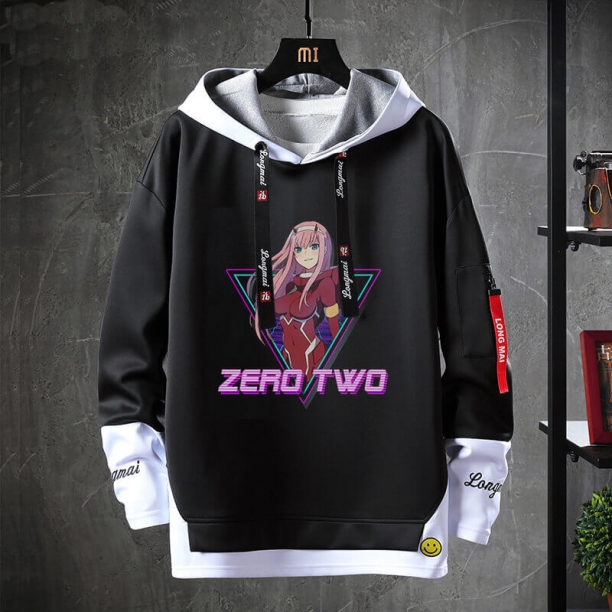 Darling in The Franxx Hoodie Falso moletom de duas peças