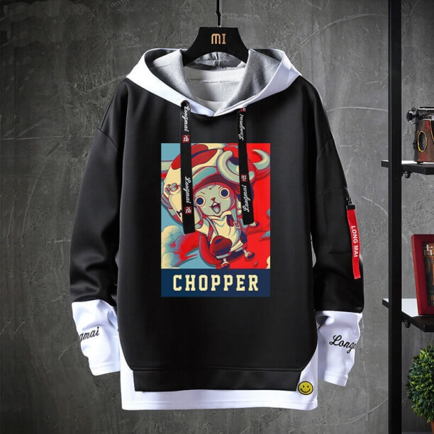 Sweat-shirt One Piece Anime Black Chopper Hoodie