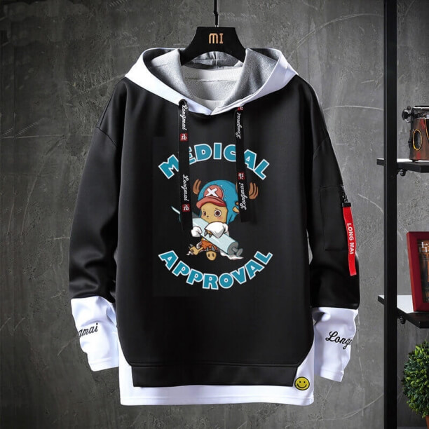 Vintage Anime ein Stück Pullover gefälschte zweiteilige Chopper Sweatshirt