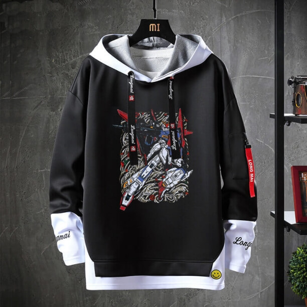 Gundam sweatshirt sort frakke