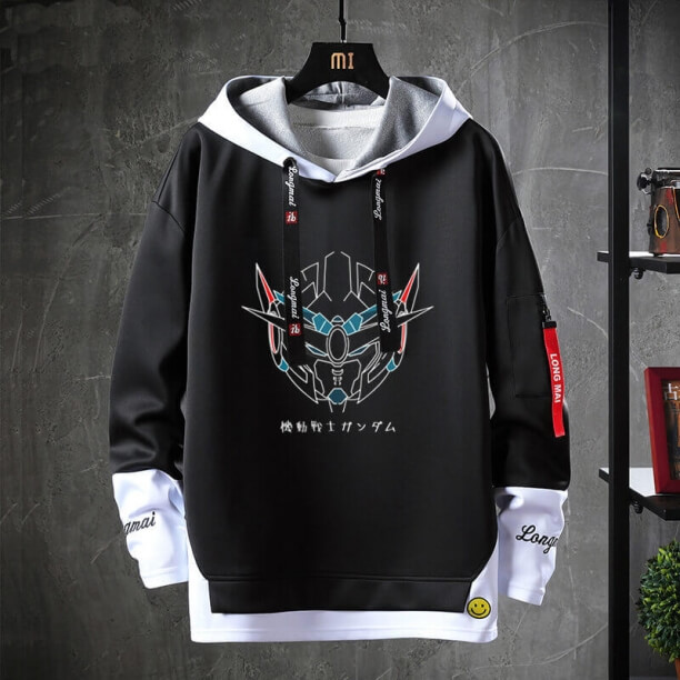 Gundam sweatshirt sort jakke