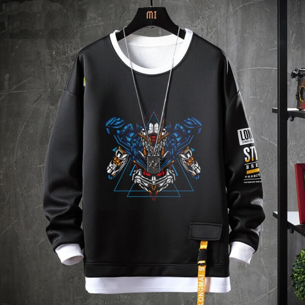 Gundam Tops Fake Two-Piece Sweatshirts