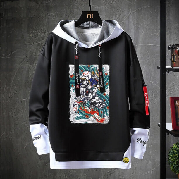 Gundam Sweatshirts Áo len đen