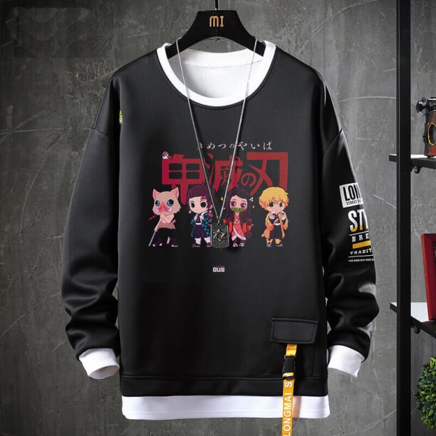 Fake Two-Piece Sweatshirts Anime Demon Slayer Jacket
