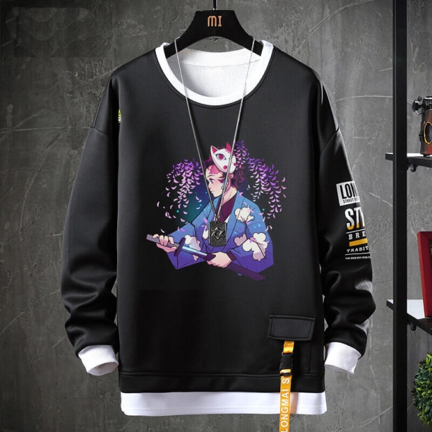 Anime Demon Slayer Coat Fake Two-Piece Sweatshirt