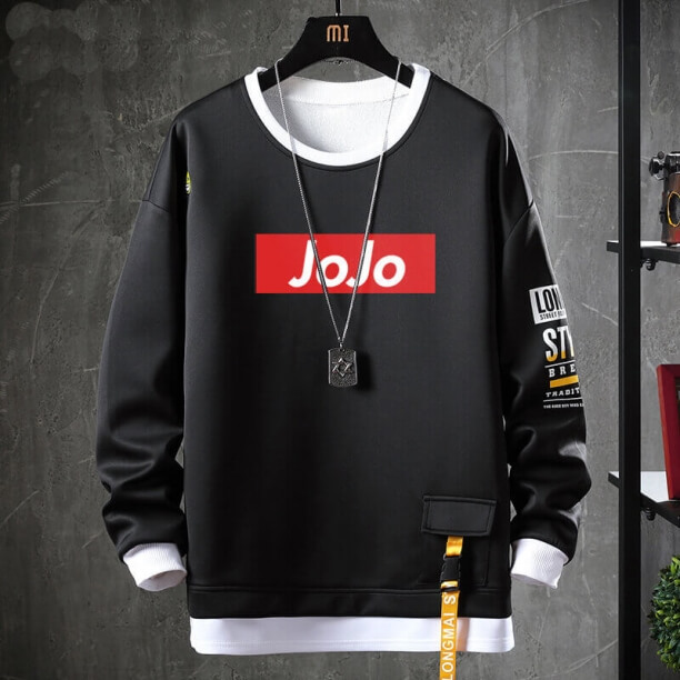 เสื้อสเวตเตอร์สองชิ้นปลอมหัวข้อร้อนอนิเมะ JoJo เสื้อกันหนาว