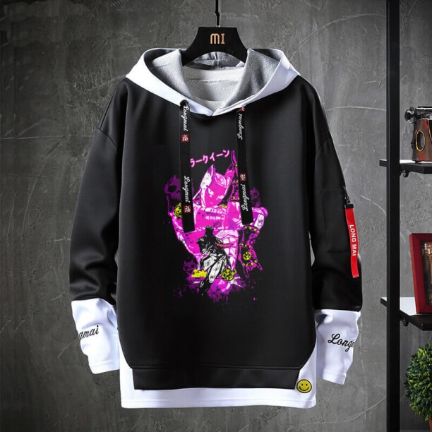 Vintage Anime JoJo's Bizarre Adventure Sweater Fake Two-Piece Sweatshirts