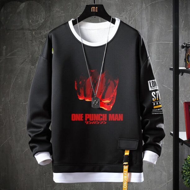 Nhật Bản Anime One Punch Man Sweater Fake Two-Piece Sweatshirts