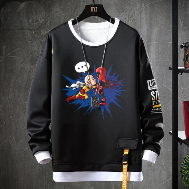 Een Punch Man Sweatshirts Vintage Anime Black Tops