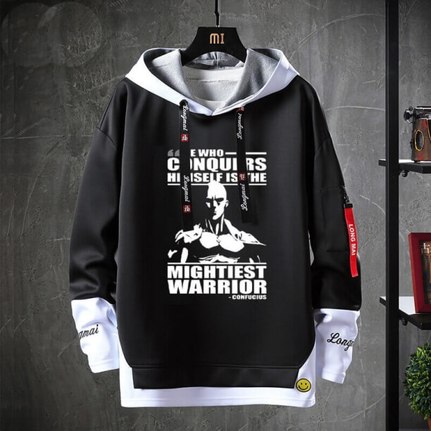 Anime Một Punch Man Sweater Fake Two-Piece Sweatshirt Anime Một Punch Man Sweater Fake Hai-Piece Sweatshirt