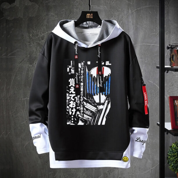 Maskeli Rider Sweatshirt Hot Topic Anime Siyah Ceket