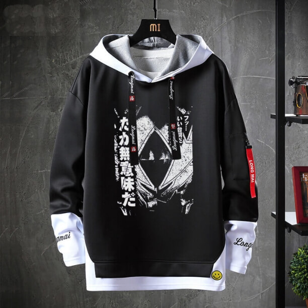 Anime maskeret rytter jakke falske todelt sweatshirt