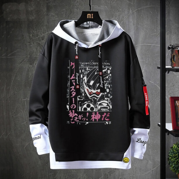 Anime Gemaskerde Rider Jacket Fake Two-Piece Sweatshirts