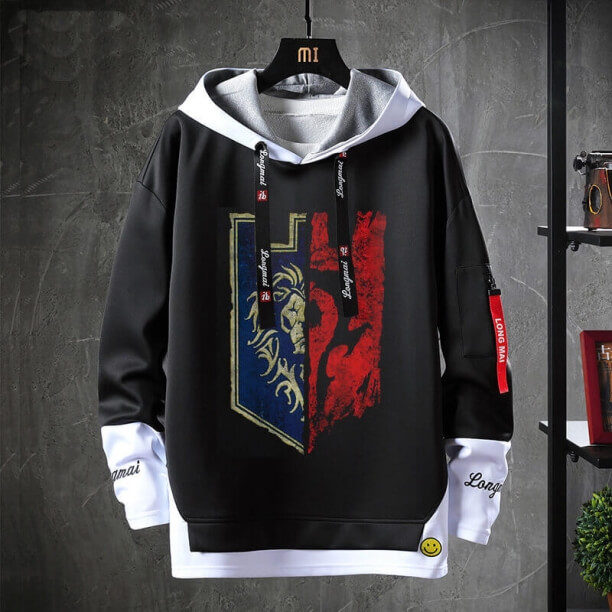 WOW trò chơi áo len giả hai mảnh sweatshirt