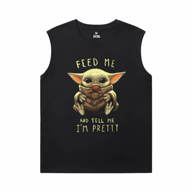 The Mandalorian Tees Quality Yoda Black Sleeveless T Shirt