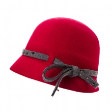  Sombrero de lana retro sombrero de pescador caliente para damas ajustables gorras rojas de Fedora 