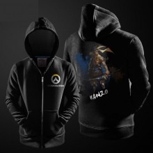 Hanzo blæk print hoodie overwatch Hero lynlås hættetrøje
