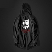 Cool V for Vendetta lang hoodie sort mænd Hooded sweatshirt