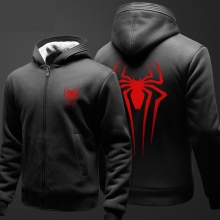 Winter Spider Man Sweater Zip Up Black Fleece Hoodie For Men Boy