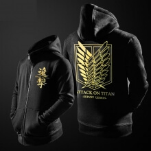 Attack on Titan Sweatshirt Men Black Zipper Hoodies