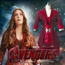 Scarlet Witch Cosplay Costume Avengers Age of Ultron Wanda Maximoff Pu Leather Coat