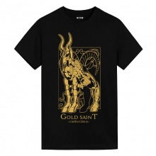 Oğlak siyah Tee Saint Seiya Anime Shirt Çevrimiçi