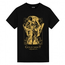 Saint Seiya Aquarius Camisetas negras Diseño de camiseta de anime