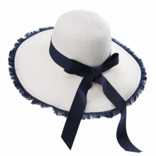Panama Handmade Straw Hat Girls Summer Big Eave Bow Tie Sun Hat Shopping Travelling