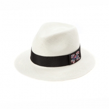 Womens Summer Panama Staw Hat Retro Embroidered Sun Hat Travel Caps White