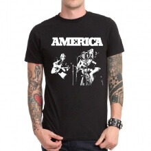 America Band Rock T-Shirt Black Heavy Metal Tee
