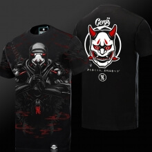 Blizzard Overwatch Oni Genji Mask T-Shirt Limited Edition Sort 4xl Tee