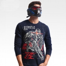 Blizzard Overwatch Soldier 76 Langærmet T-shirt Blå 4XL Tee Shirt