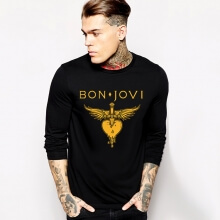 Tshirt longo preto da luva de Bon Jovi