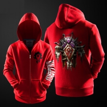 Cool Blizzard WOW Horde Hoodie World of Warcraft Dây kéo quần áo màu đỏ