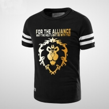 Cool WOW Alliance Lion logo T-shirt World of Warcraft Black Tee Shirt