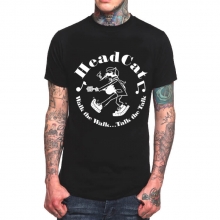 Head Cat Band Rock T-Shirt Black Heavy Metal Tee For Men