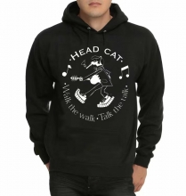 Head Cat Band Rock Felpa con cappuccio Black Heavy Metal Con cappuccio