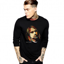 Kurt Cobain Lengan Panjang T-shirt Hitam XXL Cotton Tee