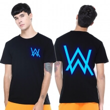 Camiseta luminosa del logotipo de Alan Walker Camiseta descolorada de DJ