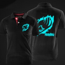 Luminous Fairy Tail เสื้อโปโลสีดำ XXL Men Polo T shirt