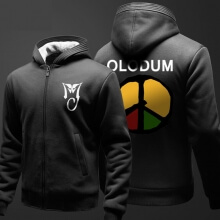 MJ Michael Jackson Hoodie cho mùa đông Zipper đen Sweatshirt