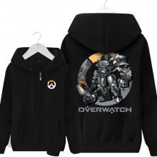 Overwatch Reinhardt Hooded Sweatshirts Men Black Hoodie