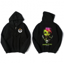 Overwatch sombra camisola Mens zipper Preto hoody