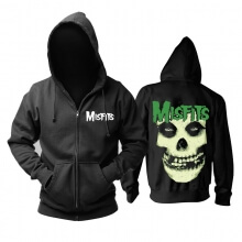 Personaliserede Misfits Jarek Skull Hooded Sweatshirts Metalmusik-hættetrøje