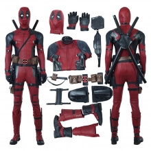 Quality PU Leather Deadpool 2 Cosplay Costume Wade Wilson Red Jumpsuit Costume